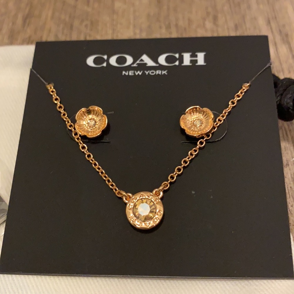 Coach Necklace and Earring Set NWT - Picture 3 of 7